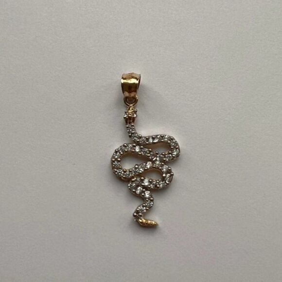 14k Real Yellow Gold Snake Charm Pendant | Streetwear Snake Pendant Snak… - Picture 4 of 8